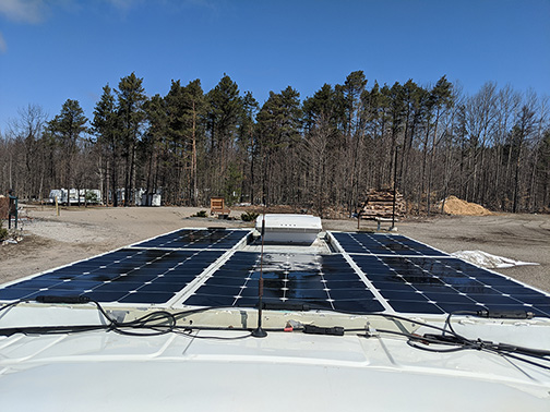 What customer say about Microgreen solar panels installed on the roof of her RV.
